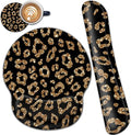 Ergonomic Mouse Pad Gel Wrist Support and Memory Foam Keyboard Wrist Rest Set for Gaming Computer Office Laptop Easy Typing Wireless Mouse Mat Gold Glitter Leopard Black Office Desk Pad