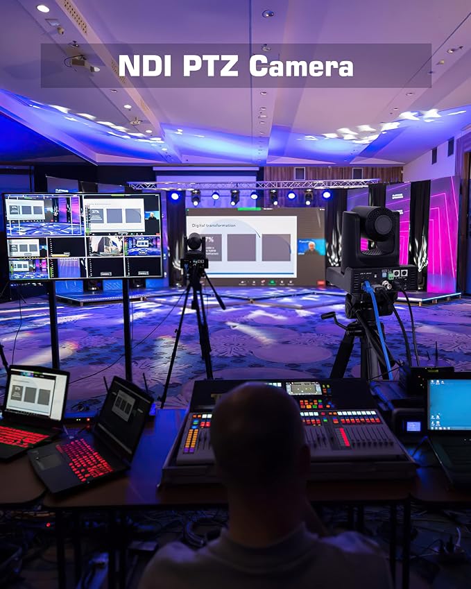 Chameye NDI PTZ Camera Bundle AI Auto-Tracking (NDI 6 &amp NDI HX3 Certified) 20X Optical Zoom PoE HDMI PTZ Camera for Church Worship PTZ Controller (NDI Bundle C720N+E300)