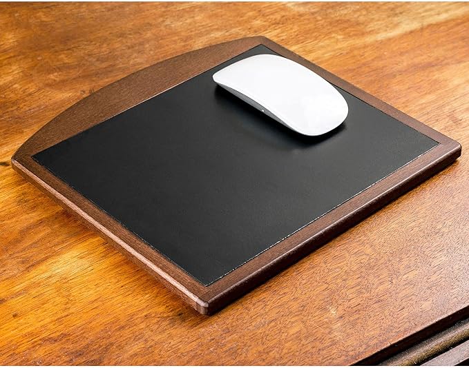 Dacasso Luxury Walnut &amp Black Leather Mouse Pad - Wood &amp Leather for Optical/Analog Mouse - Executive Desk Decor &amp Essential Office Accessories