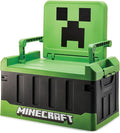 Numskull Minecraft 2-in-1 Toy Storage Box &amp Folding Chair - Gaming Accessory Organizer with lid and handles for Family Rooms Official Minecraft Merchandise