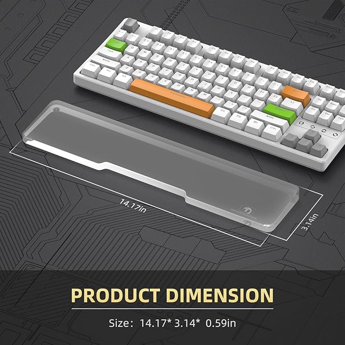 SELORSS Acrylic Keyboard Wrist Rest - TENKEYLESS (TKL) 80% Keyboard- Mechanical Keyboards Ergonomic Palm Rest for Computer KeyboardAnti-Slip BaseWrist Pad for LaptopOffice &amp Home-Easy Typing