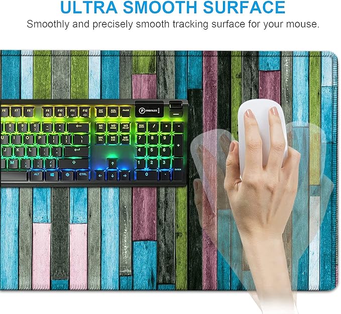 Gaming Mouse Pad Ergonomic Memory Foam Keyboard Wrist Rest Support &amp Non-Slip Mouse Wrist Rest for Laptop Desk Writing Pad Aqua Green Wooden Print Office Desk Mat Extended Large Mouse Pad