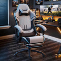Dowinx Gaming Chair Big and Tall 350LBS Heavy Duty PC Gaming Chair with Massage &amp Footrest Ergonomic Reclining Gamer Chair with Embroidered Esports Design Grey