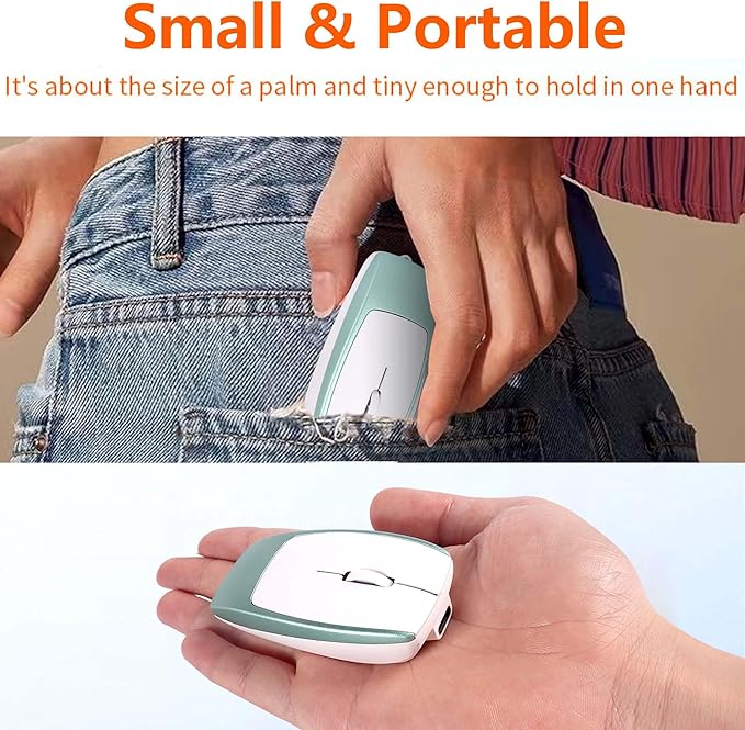 Wireless Mini Bluetooth Mouse with Card Reader (Up to 2TB) Portable Compact Silent Rechargeable Small Finger Optical Travel Mouse for PC/Laptop/Tablet/Smartphone Students Kids Girl Boy Gift (Green