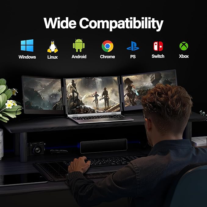 Upgraded Laptop Screen Extender Monitor Portable 14.1 1080P FHD IPS Screen Monitor Extender for Laptop Fit for 13-17 Plug &amp Play Compatiable with Windows/Mac/Chrome/Android