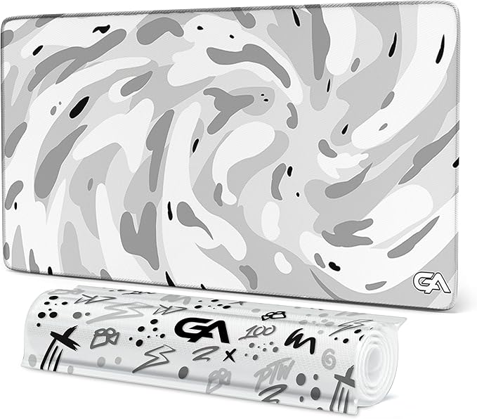 GutzyAiden Swirl Extended Extra Large Mouse Pad | Gaming Setup | Hybrid Polyester Fabric Top | Non-Slip Natural Rubber Base | 5mm Thick | Snow Swirl | XXL - 36 x 18 |