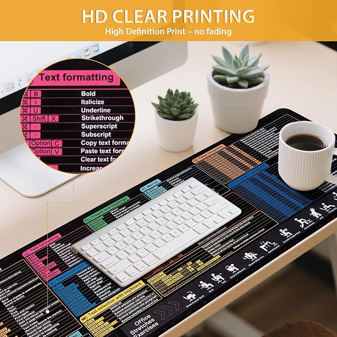 Google Docs Cheat Sheet Mouse Pad Large Mousepad for Google Docs Shortcuts Extended Gaming Pad for Mouse and Keyboard High Definition Printing StitchingWashable Anti Slip (MAC)