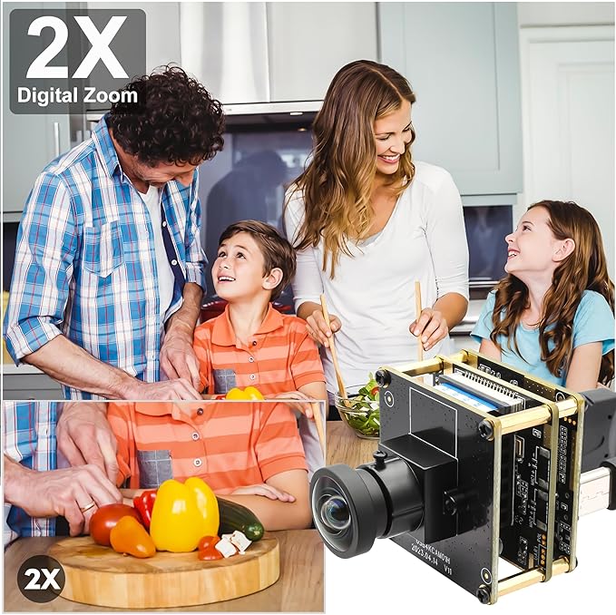 SVPRO HDMI USB Camera 4K Wide Angle Camera Module for Computer Monitor Projector Dual Output Lightburn Camera 2X Digital Zoom Webcam Board H.264 8MP USB2.0 Laser Engraver Camera120° Distortion-Free