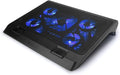 ENHANCE Gaming Laptop Cooling Pad Stand with LED Cooler Fans  Adjustable Height  &amp Dual USB Port for 17 inch Laptops - 5 Ultra Quiet High Performance Fans 2630 RPM &amp Built-In Bumpers - Blue