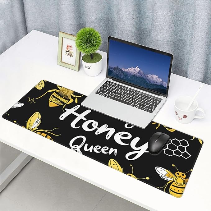 Animal Honey Bee Sweet Large Mouse Pad XL Extended Gaming Pad Waterproof Desk Mat for Desktop Keyboard Non Slip Mousepad for Office Game Home 32.15x11.8