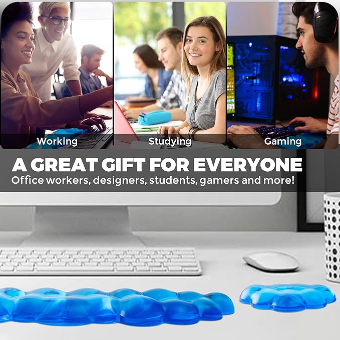 Gel Cloud Keyboard &amp Mouse Wrist Rest Set - Cloud Keyboard Wrist Rest Pad &amp Mouse Support for Office Gaming Pad Computer Laptop Ergonomic Comfortable Pain Relief- Cloud Pad Set