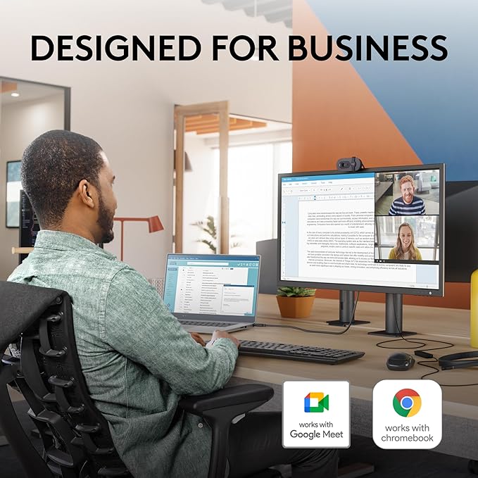 Logitech Brio 105 Full HD 1080p Business Webcam with Auto-Light Balance USB-A Privacy Shutter Easy Set-Up Compatible with Windows macOS ChromeOS (Renewed)
