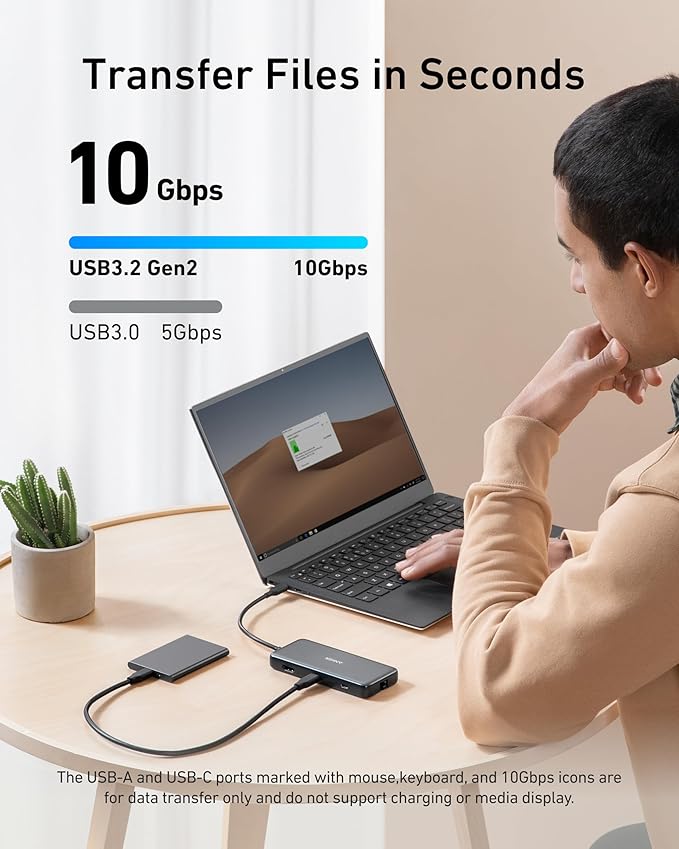 Anker USB C Hub with Ethernet 8-in-1 Multiport Ethernet Adapter with 4K 60Hz HDMI Port 85W Power Delivery 10Gbps USB C and 2 A Data Ports microSD SD Card Reader for MacBook Pro/XPS/iPad and More