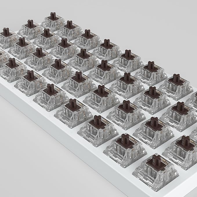 Zhouwang Crystal Brown Switches 3-Pin Pre-Lubricated Tactile Switches Dustproof and Waterproof for Mechanical Keyboards. (90Pcs)