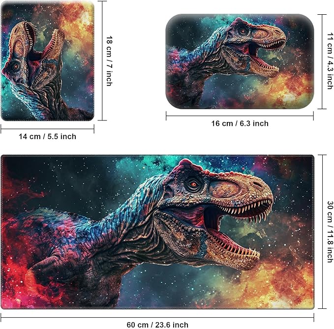 Ergonomic Desk Pad Mat &amp Keyboard Wrist Rest Set 3-in-1 Office Mouse Pad with Memory Foam Support Non-Slip Computer Blotter for Home Gaming &amp Writing 23.6 x 11.8 Dinosaur