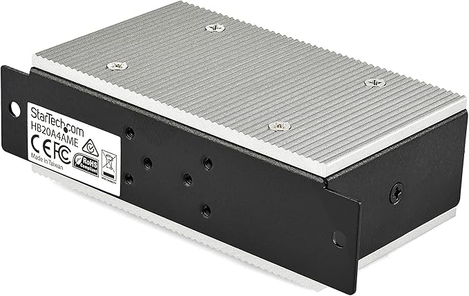 StarTech.com 4-Port USB 2.0 Hub - Metal Industrial USB-A Hub with ESD &amp 350W Surge Protection - Extended Operating Temp -40 to 185°F - Din Rail/Wall/Desk Mountable - USB Expander Hub TAA