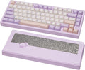 KEEBMONKEY WOBKEY Rainy 75 CNC Aluminum HMX/JWK/Cocoa Switches Triple-Mode Connectivity Mechanical Keyboard with Superior Acoustics RGB/FR4/Silver SUS304/7000mAh/Cocoa Switch (Pro - Purple)