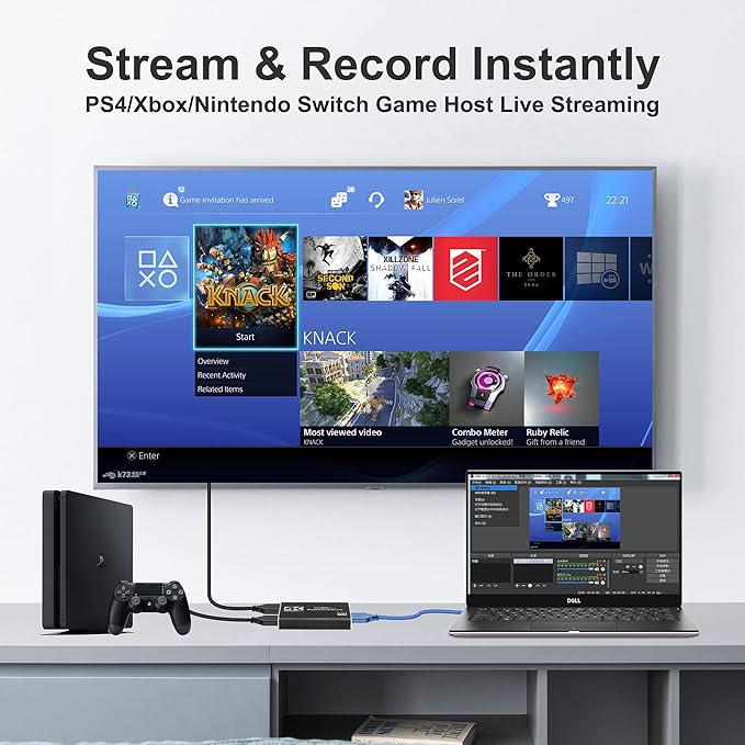4K HDMI Capture Card USB 3.0 – 1080P 60FPS Gaming &amp Streaming Video Capture Card with HDMI Loop-Out Plug &amp Play Low-Latency Recording for PS5/PS4/Xbox/Switch/OBS/PC/Mac