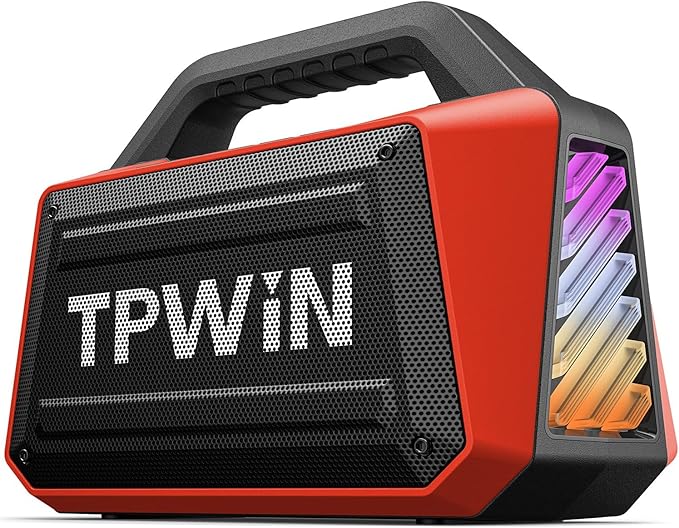 Portable Bluetooth Speakers - Wireless Speaker 80W Peak Loud Speaker with Light Strong Bass BT 5.3 TWS IPX6 Waterproof 20H Playtime for Home Party Outdoor Beach Camping - Red