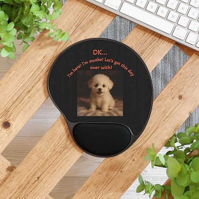 Cute Dog Mouse Pad with Wrist Rest Comfortable Office Decor Gift for Pet Lovers Functional Desk Accessory Puppy Theme