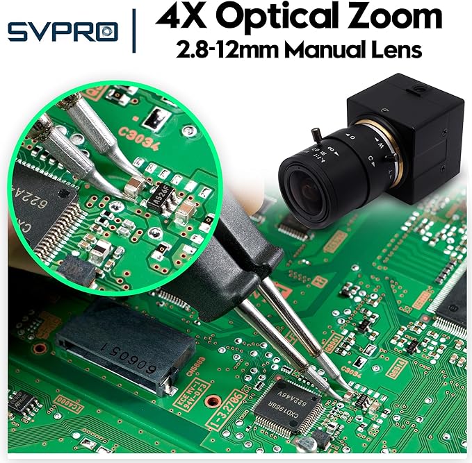 SVPRO 5MP 30fps USB Camera with 2.8-12mm Zoom Lens Close-up Camera for Machine MonitoringIMX335 Low Light Industrial Camera for Computer LaptopUVC Plug in Webcam for WindowsMacOSLinuxAndroid