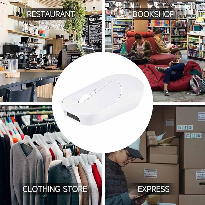 New Wireless Mouse Barcode Scanner 2-in-1 Design 2D Handheld Barcode Scanner with Wireless Mouse Functions for POS SystemStoreSupermarket Warehouse.(White)