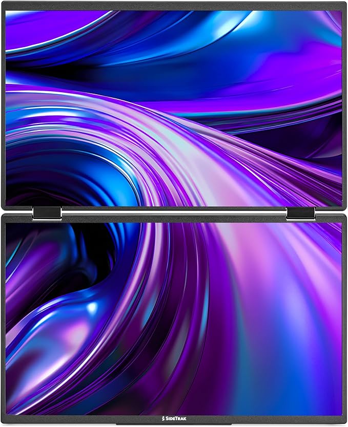 SideTrak Solo Book 15.6 Foldable Dual Screen Portable Monitor - FHD Portable Stacked Monitor External Display for Laptop Extender with Stacked Dual Monitors for Mac PC and Chromebook