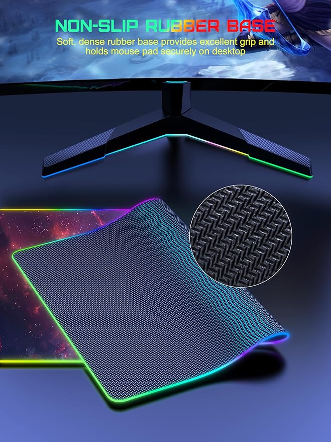 TopMade Wireless Charging Mouse Pad RGB Gaming Mousepad Home Office Desk Pad 31.5” x 15.8” Large Desk Mat Waterproof Keyboard Pad Galaxy Nebula (Includes 20W PD Power Adapter &amp 6.56ft Woven Ca