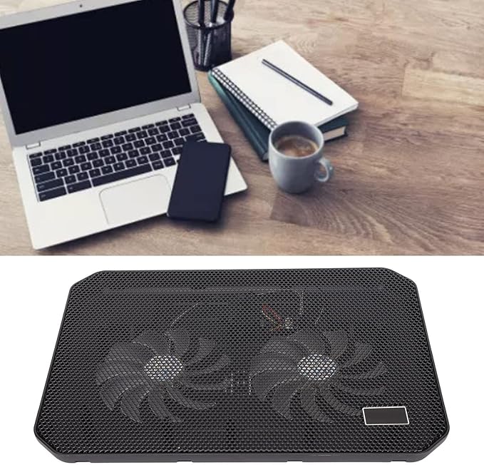 Laptop Cooling Pad with Dual Fans Ergonomic Angle Fast Heat Dissipation USB Port Silent Laptop Cooler for Gaming Laptop Under 17in Height for Comfortable Viewing
