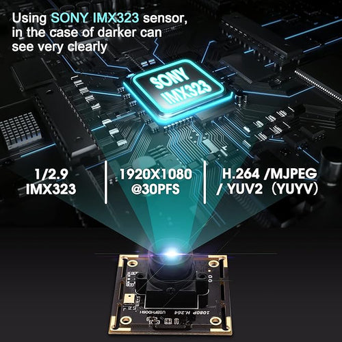 1080P USB Camera Module with 100 Degree No Distortion Lens2MP Tiny USB Camera with IMX323 Sensor Mini UVC Video Webcam with MicrophoneCompatible with WindowsLinux Mac OS and Raspberry Pi