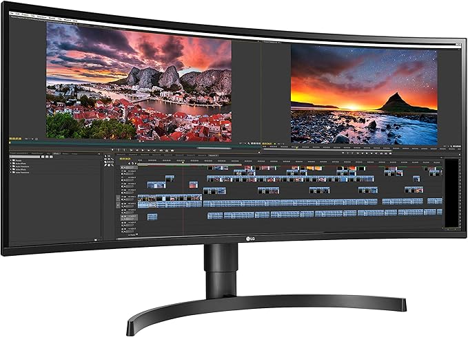 LG 34WN80C-B UltraWide Monitor 34” 21:9 Curved WQHD (3440 x 1440) IPS Display USB Type-C (60W PD) sRGB 99% Color Gamut 3-Side Virtually Borderless Design Tilt/Height Adjustable Stand - Black
