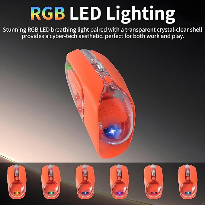 Wireless Mouse-3 Modes: 2.4G Bluetooth &amp USB-C Wired Silent RGB Type-C RechargeableBattery Display Magnetic Shell Ideal for Gaming &amp Office Use Compatible with Laptops &amp MacBooks (