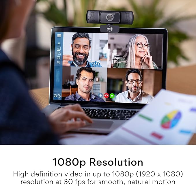 MEE Audio 201W 1080p HD Webcam with Mini Tripod Wide Angle Lens Microphone Autofocus Low Light Correction for Zoom Video Calling USB Streaming Web Camera for Computer PC Mac Laptop Desktop