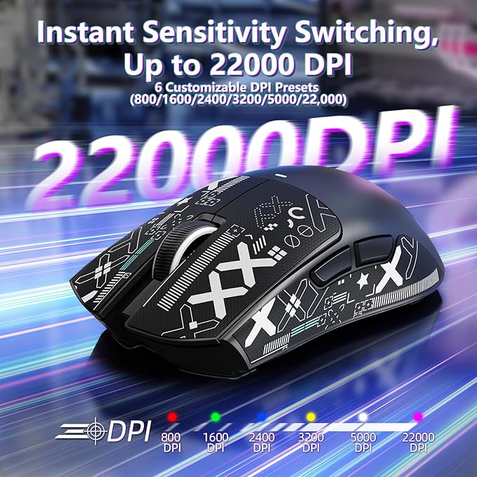 MAMBASNAKE Attack Shark X11SE Lightweight Wireless Gaming Mouse Tri-Mode 2.4G/USB-C Wired/BT 22K DPI PAW3311 Optical Sensor 59g 5 Programmable Buttons 300mAh Battery for PC/Mac(Black-Griptape)