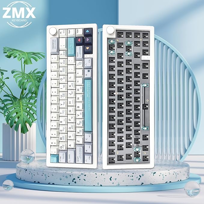 GMK67 Keyboard Barebones KitHot-Swap PCB Bluetooth 5.0/2.4G/Type-C Tri-Mode 65% Mini Custom RGB Wireless Mechanical Keyboard with Knob Gasket Mount Programmable Gaming DIY Kit (White)