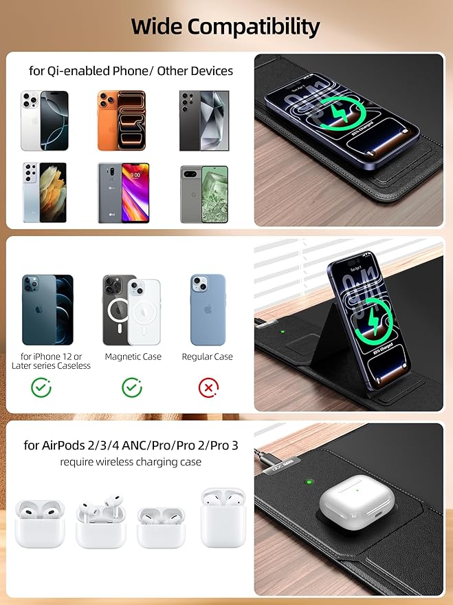 Mouse Pad with Magnetic Wireless Charging &amp Adjustable Phone Stand 31.5x15.8 Extended Desk Mat Waterproof Ultra-Smooth Keyboard Pad Non-Slip Base with 20W PD Adapter Black