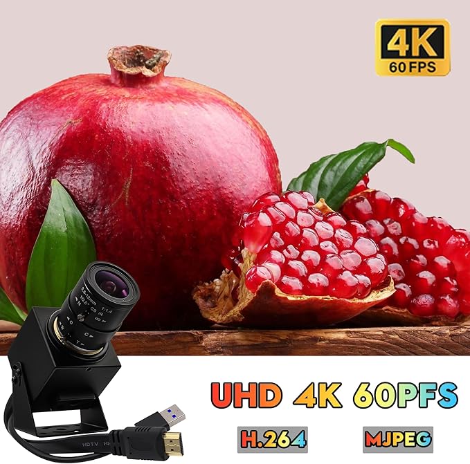 SVPRO 4K 60fps USB Camera with 2.8-12mm Manual Zoom Lens HDMI/USB3.0 Dual Output H.264/MJPEG 4X Optical Zoom Webcam for PC Mac Raspberry Pi Live Streaming Video Conferencing TV Monitor