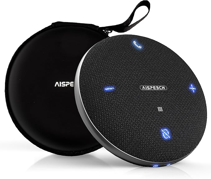 M4 Bluetooth Speakerphone Conference Microphone with AI Noise Reduction Full-Duplex AI Transcription USB Speakerphone 360° Voice Pickup Conference Speaker Home Office for Teams/Zoom Black