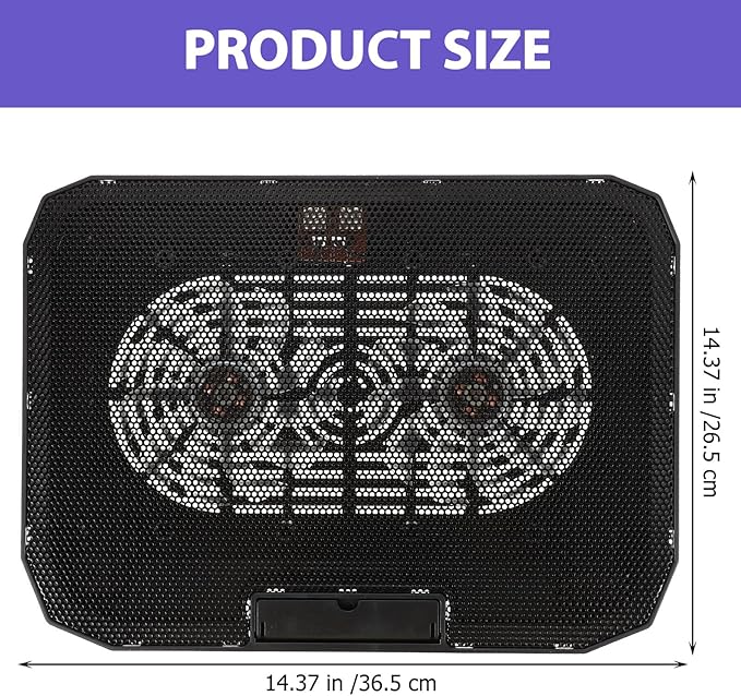 DOITOOL Laptop Cooling Pad Silent Cooling Fan Stand with Enlarged Base for Heat Dissipation Black Desktop Laptop Rack Suitable for Office and Home Use