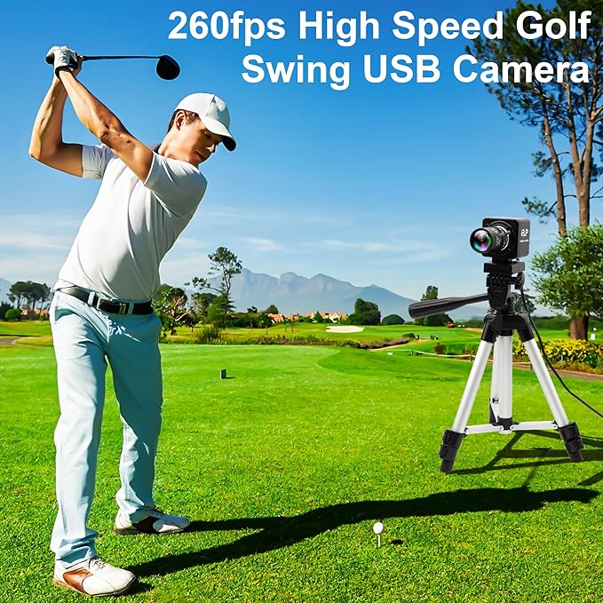 USB Camera 1080P High Speed 260fps 5-50mm 10X Optical Zoom Lens 2MP USB Webcam Manual Close up Zoom in and OutUVC Computer Comference Golf Swing Camera for Raspberry Pi Windows Mac