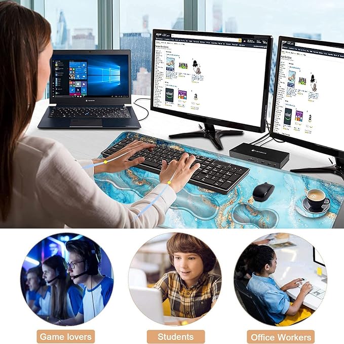 Keyboard Wrist Rest and Mouse Pad with Wrist Support Set Ergonomic CoasterMemory FoamEasy Typing Pain ReliefLarge XL Desk Mat 31.5x 11.8Abstract Marble Texture