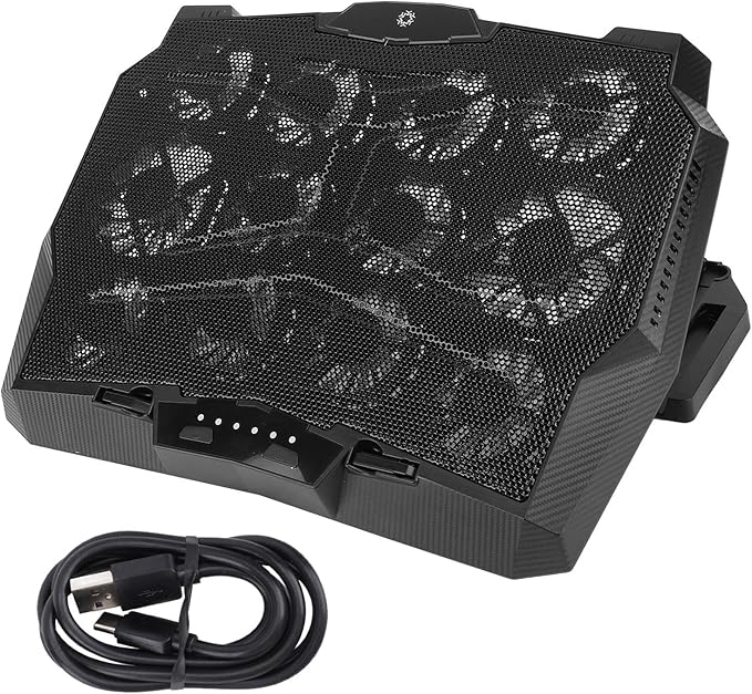 Laptop Cooler Cooling Pad with 12 Fans Speed 3500RPM Laptop Cooling Stand 5 Height Portable Laptop Fan Cooler for Gaming Laptop Home and Use Type C Interface