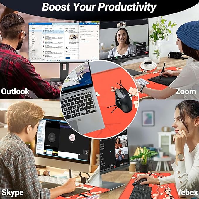 Large Mouse Pad and Keyboard Wrist Rest Desk Pad for Keyboard and Mouse 4-in-1 Large Gaming Mouse Pad with Wrist Support Desk Mat for Home Office Study GameBeautiful Flowers