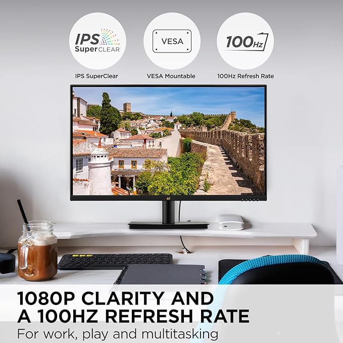 ViewSonic VA2709M 27 Inch IPS Full HD 1080p Monitor with 100Hz Thin Bezels Eye Care HDMI VGA Inputs for Home and Office
