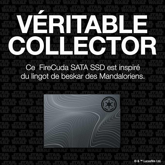 Seagate Beskar Ingot Drive Special Edition FireCuda SATA SSD 2TB Internal Solid-State Drive - 2.5 In 6Gb/s speeds of 560/540 MB/s 1.8M hrs MTBF up to 1170TB TBW Rescue Services (ZA2000GM1A011)