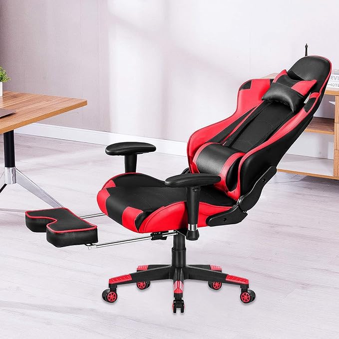 Home Ergonomic Office Chair Ergonomic Computer Chair with Adjustable Height Gaming Chair High Back Adjustable Swivel Video Game Chair with Footrest and Headrest