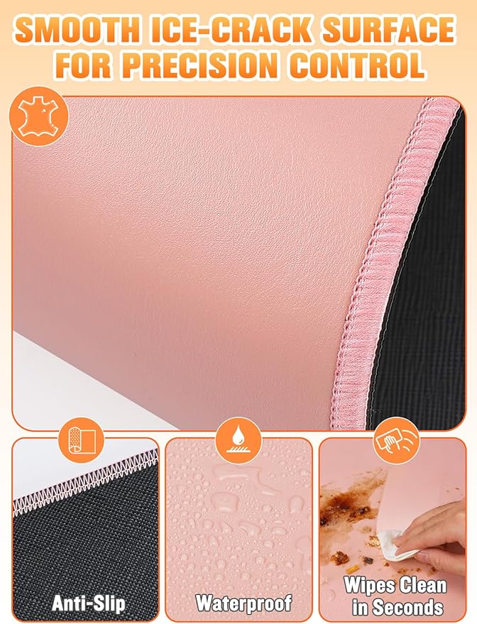 Large Heated Gaming Mouse Pad Gamer Gifts - 5 Levels Heating &amp Timed Auto Shut-Off Heated Desk Pad Mat for Keyboard Winter Gaming Accessories Christmas for Women Girls 31.5''x13'' Pink
