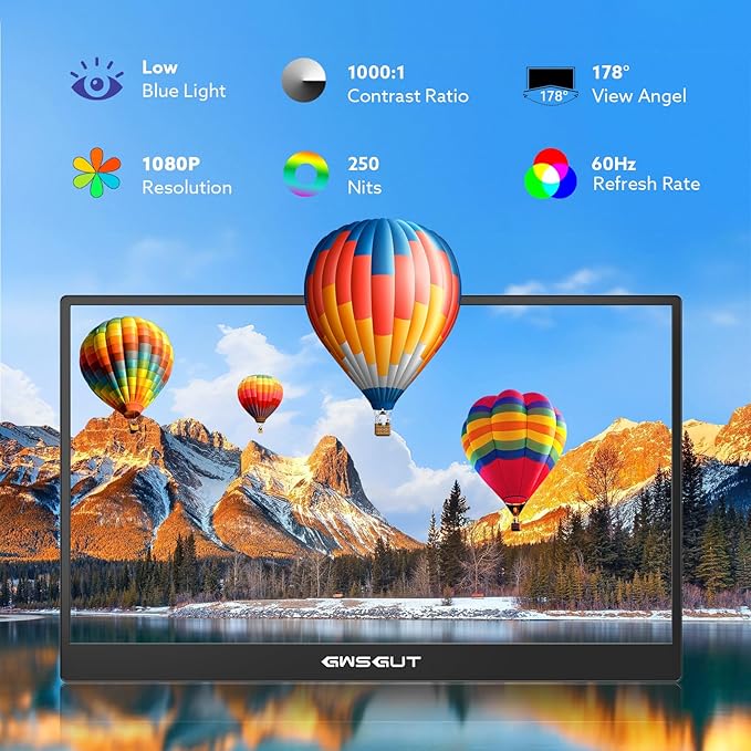 Portable Monitor Touchscreen 15.6'' FHD 1080P USB-C HDMI Ultra-Slim Gaming Display Built-in Stand Speakers HDR IPSfor Laptop PC Mac Phone PS4/5 Travel Monitors (1080p Touchscreen 15.6)