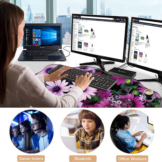 Mouse Pad with Wrist Support + Desk Mat + Coaster 3 in 1 Set XXL Large Gaming Mousepad Ergonomic Mouse Pads for Desk Computer Laptop OfficeAfrican Daisy