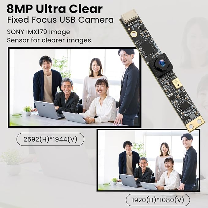 8MP USB Camera Module with Microphone Wide Angle 105°Computer Camera Fixed Focus 4K Lightburn Camera for Laser Engraver Embedded UVC Webcam Board Tiny USB Security Camera for PC Laptop Raspberry Pi